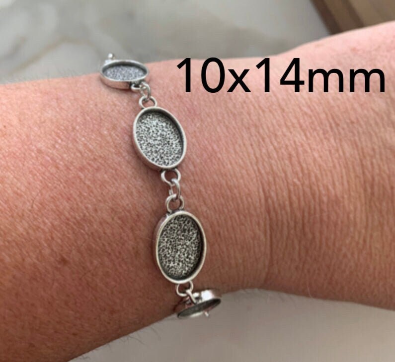 Bracelet making setting GREAT QUALITY - Makes 1 Complete Bracelet - Matching Glass Cabochon silver plated Jewelry making