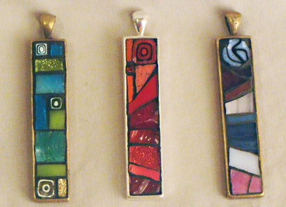 6 DIY KITS - Rectangle pendants 10x 50mm, glass and necklaces for Photos, Pendant Trays Great For ornaments Mosaic glass