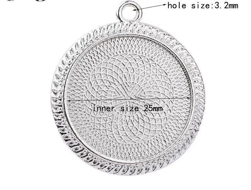 1 inch round Pendant tray for Wholesale - (25 mm) Beaded Edged Photo Trays blank Bezels Settings Lead and Nickel Free