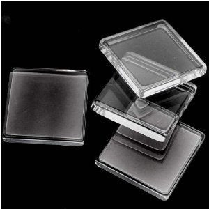 Square Clear Glass 1 inch FLAT tiles Cabochons for pendants, magnets or mosaics ( 25 mm ) 5mm thick