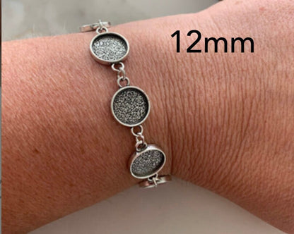 Bracelet making setting GREAT QUALITY - Makes 1 Complete Bracelet - Matching Glass Cabochon silver plated Jewelry making