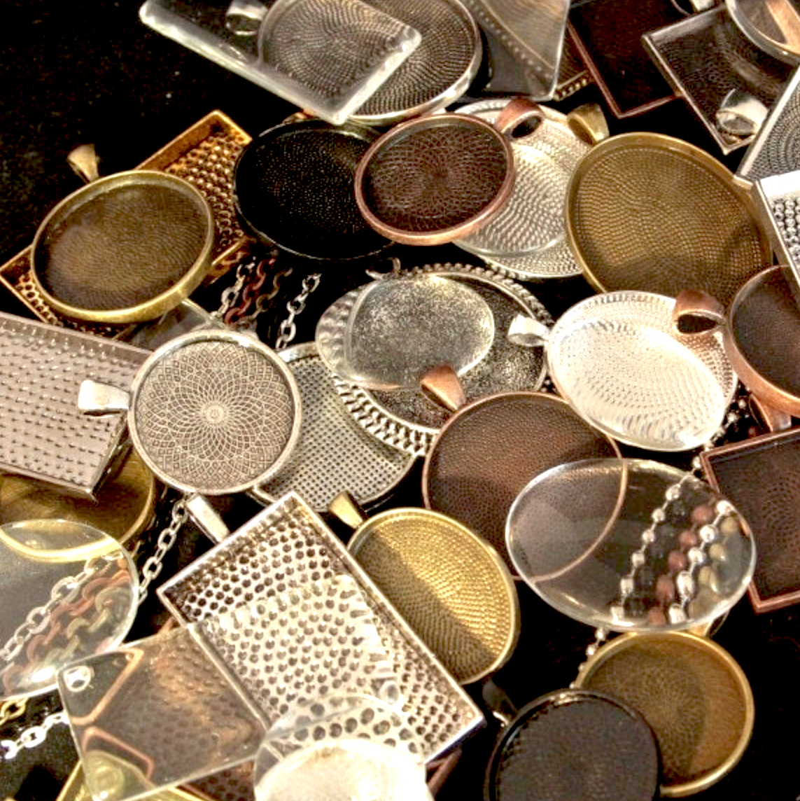 DIY JEWELRY Pendant making KIT settings, cabochons and necklaces