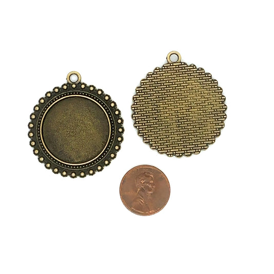 25mm Bronze Scalloped Edge Pendant Setting Tray 1 Inch