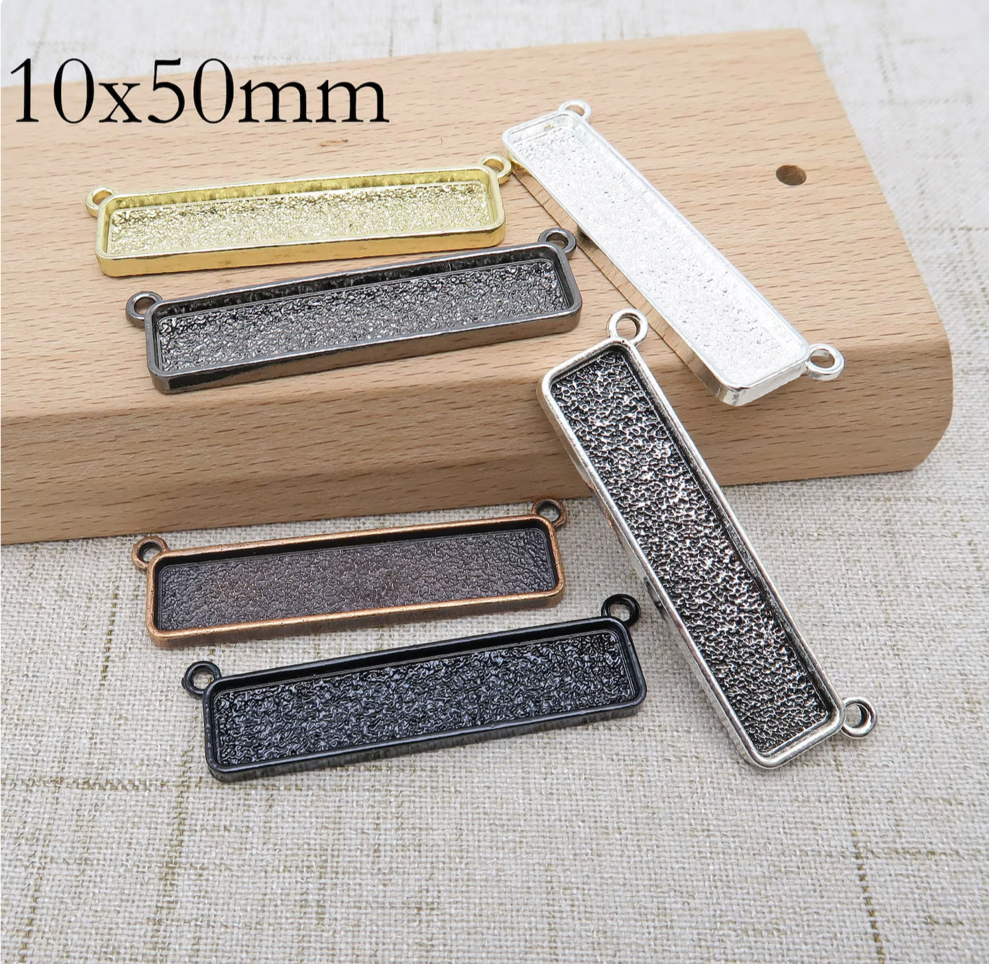 12- 10x50mm Connector Long Rectangle Horizontal Setting 2 Inches - Perfect Pendants Plus