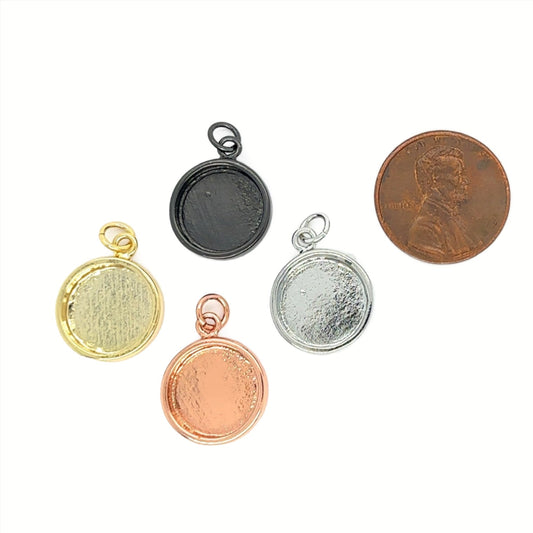 6 Pcs 12mm Deep Stainless Steel Round Bezel Setting Pendant - Perfect Pendants Plus