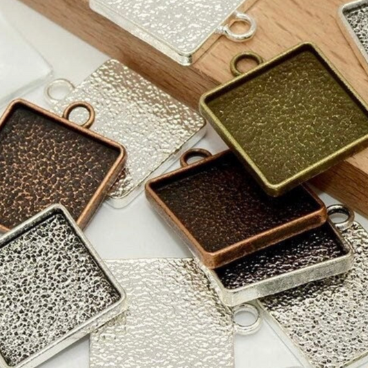 20mm Small Square Pendant Blank Setting - Perfect Pendants Plus