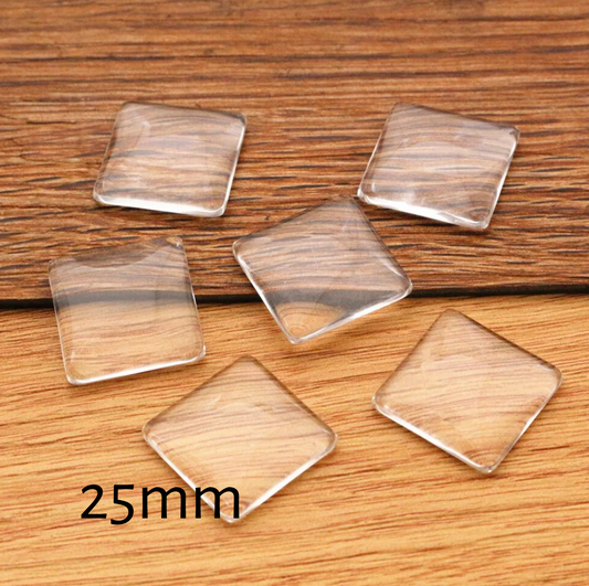 25mm Square Glass Cabochons Tiles - 1 inch - Perfect Pendants Plus