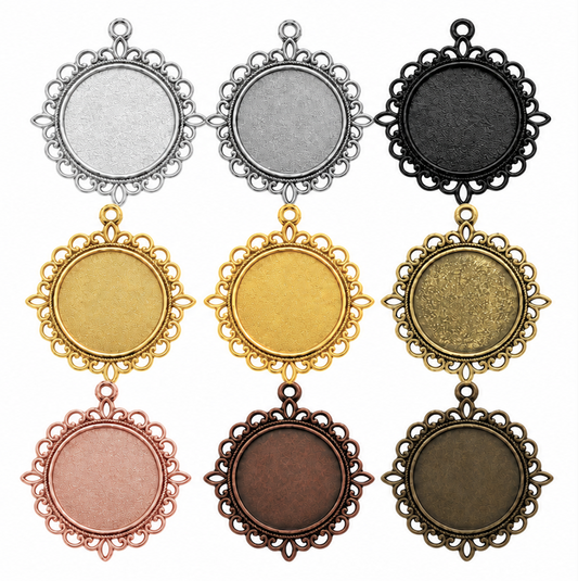 25mm Round Lace Pendant Setting Tray 1 inch