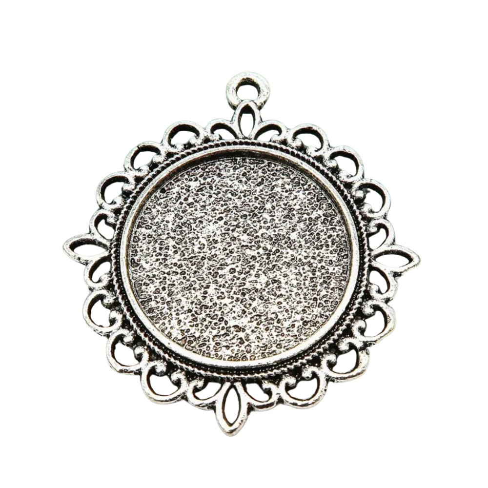 20mm Round Decorative Lace Photo Charm Pendant