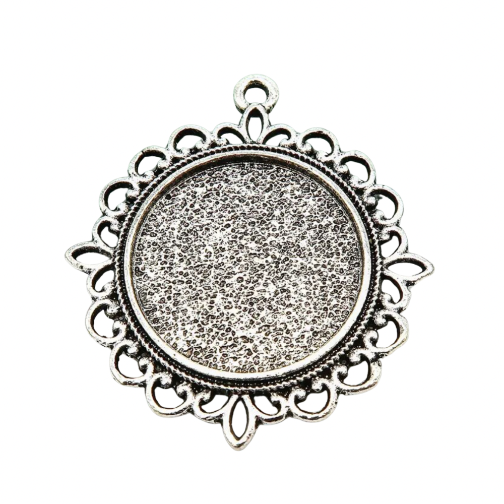20mm Round Decorative Lace Photo Charm Pendant - Perfect Pendants Plus