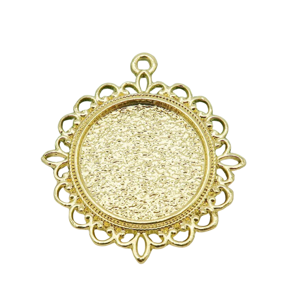 20mm Round Decorative Lace Photo Charm Pendant