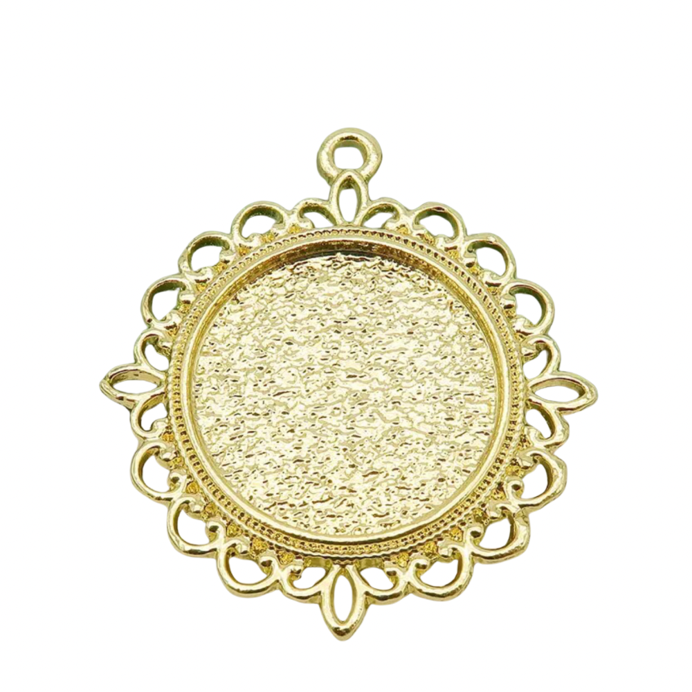 20mm Round Decorative Lace Photo Charm Pendant - Perfect Pendants Plus