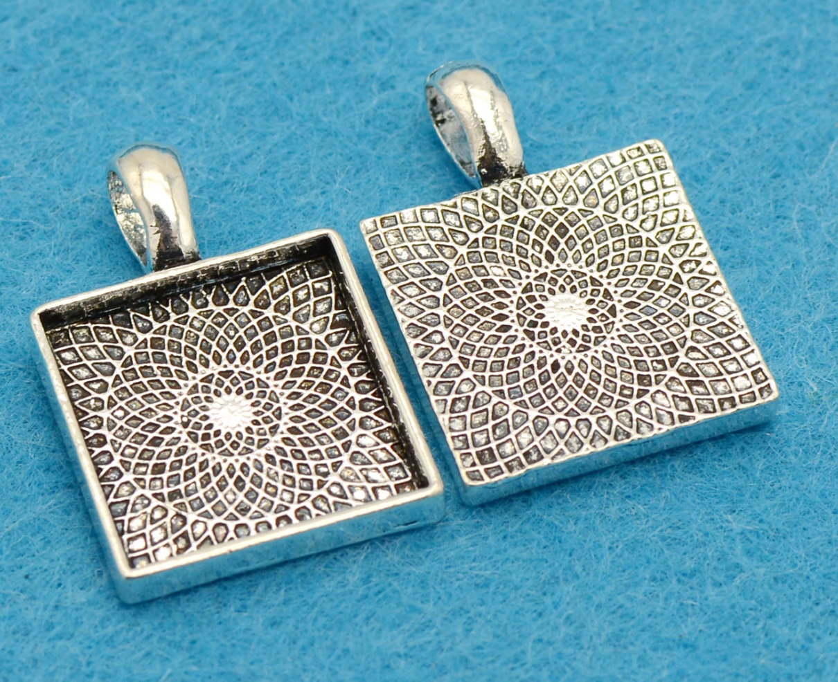 16mm Small Square Pendant Trays for DIY Jewelry Settings - Perfect Pendants Plus