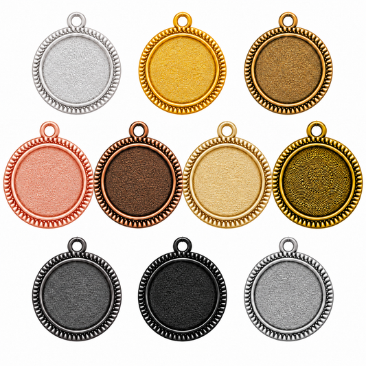 25mm Round Beaded Edge Pendant tray for Wholesale