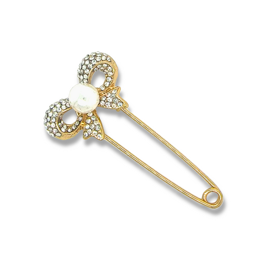 Bow Shaped Brooch Pins for Brides Wedding Bouquet Gold