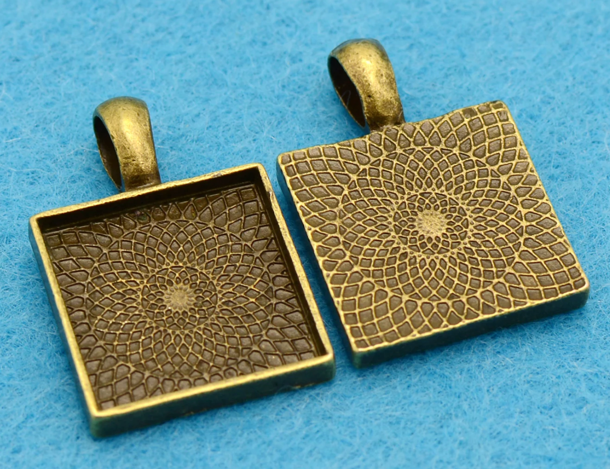 16mm Small Square Pendant Trays for DIY Jewelry Settings - Perfect Pendants Plus