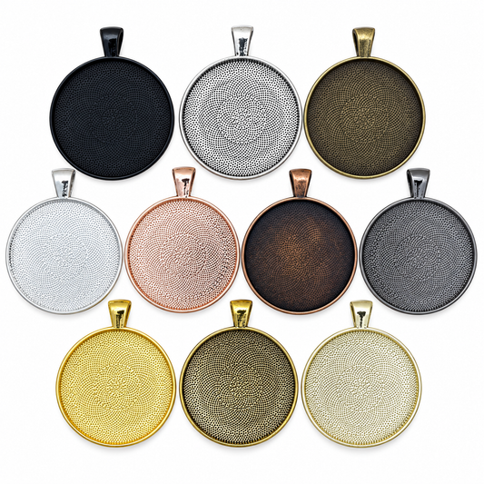 38mm LARGE Round Blank Pendant Trays