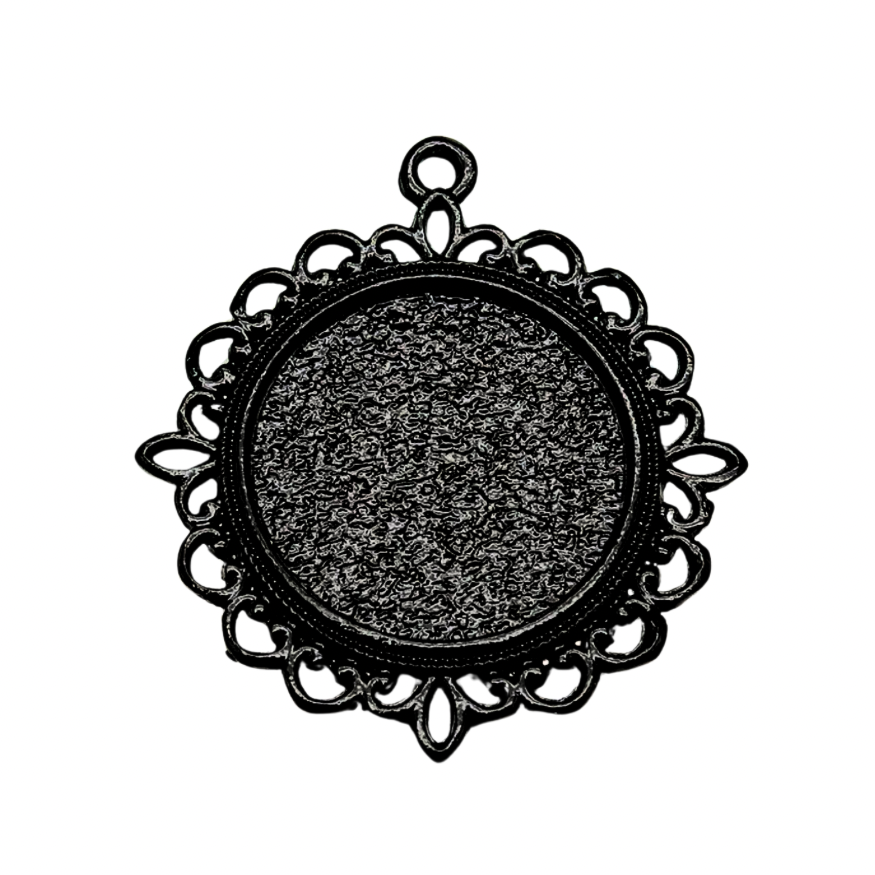 20mm Round Decorative Lace Photo Charm Pendant - Perfect Pendants Plus