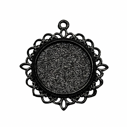 20mm Round Decorative Lace Photo Charm Pendant - Perfect Pendants Plus