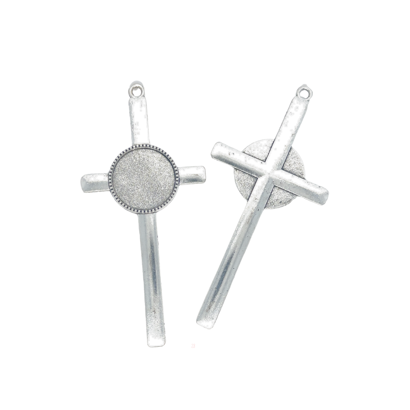 6 Extra Large Cross Blank Pendant Cabochon Setting 65x40mm Silver - Perfect Pendants Plus