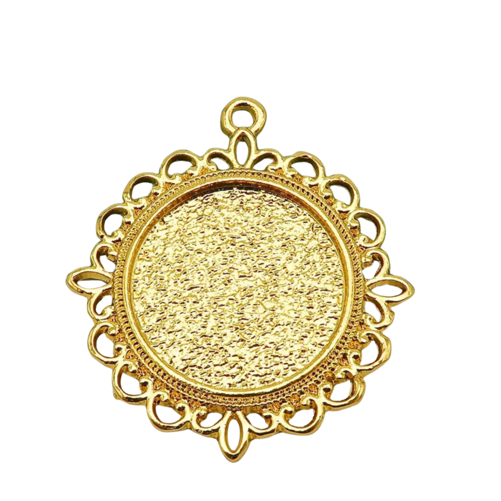 25mm Round Lace Pendant Setting Tray 1 inch - Perfect Pendants Plus