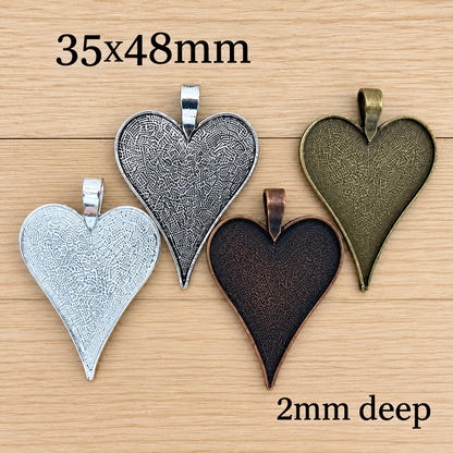 Heart Shaped Pendant Tray 35x48mm