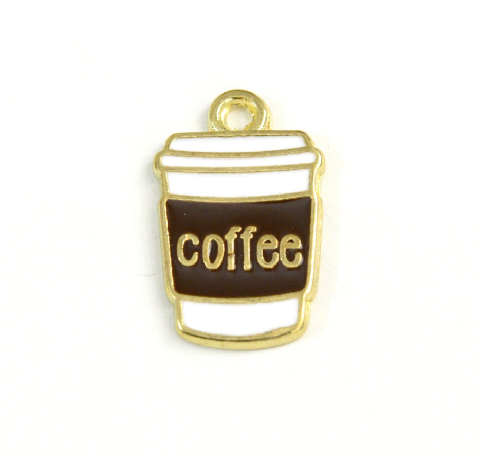 Gold Coffee Cup Charm for Bracelets 