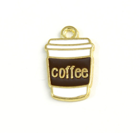 Gold Coffee Cup Charm for Bracelets 
