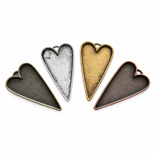 30x53mm Deep Heart Bezels Trays Deep Pendant Setting