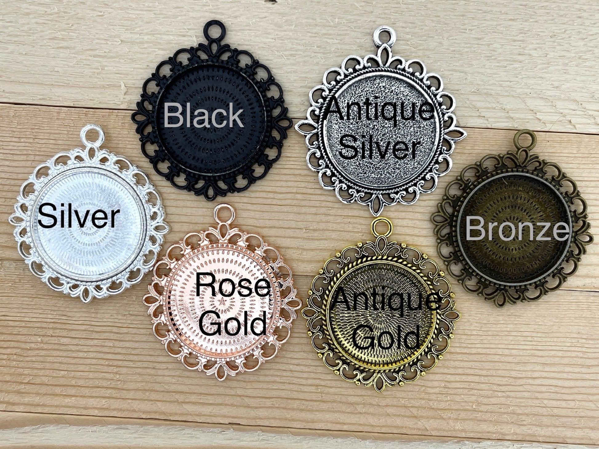 25mm Round Lace Pendant Setting Tray 1 inch - Perfect Pendants Plus