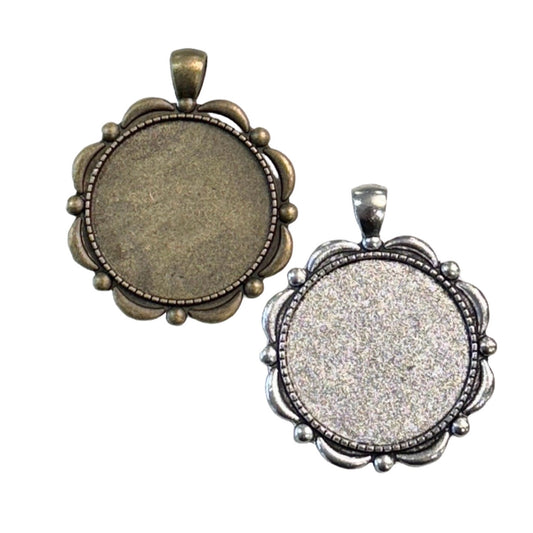 12 - 30mm Round Scalloped Edge Deep Pendant Trays - Perfect Pendants Plus