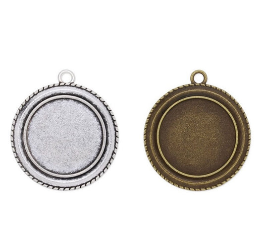12- 25mm Round Double Edge Rope Edge Pendants Trays - Perfect Pendants Plus