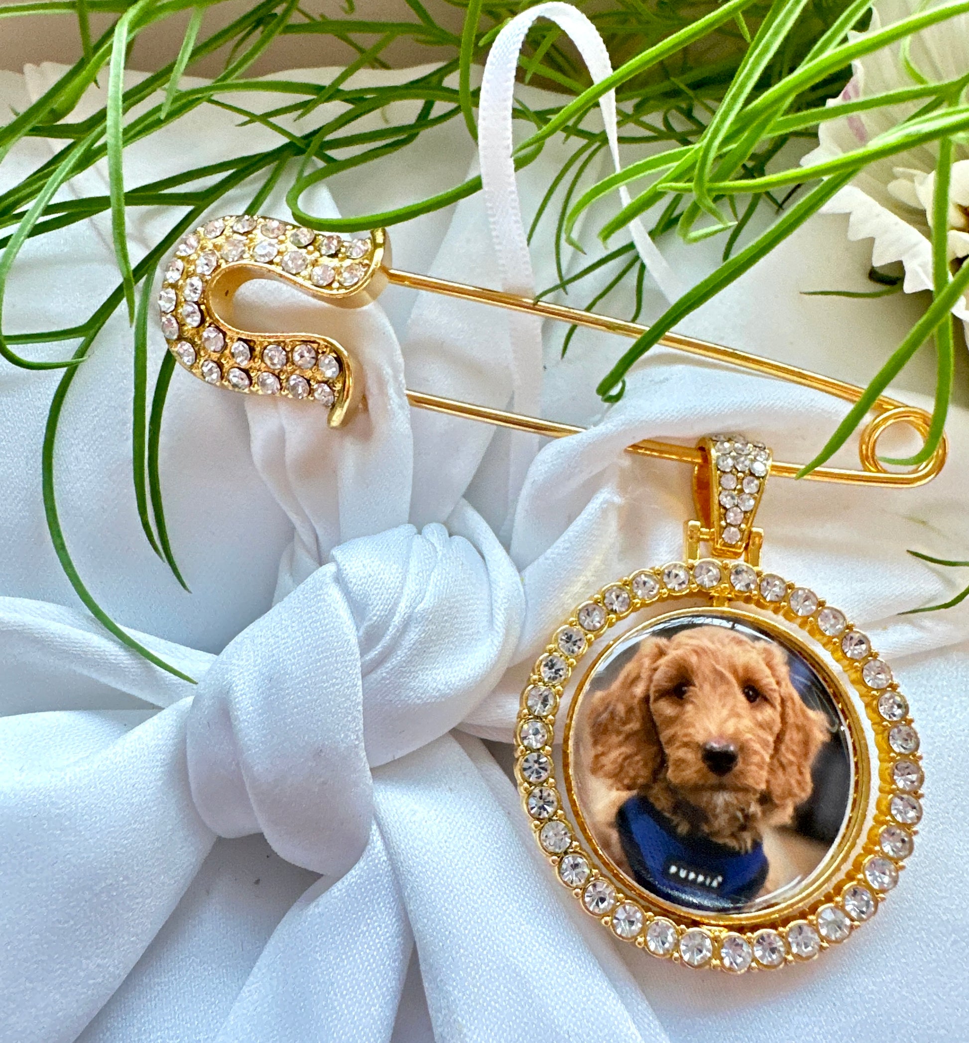 Loss of Pet Memorial Gift Photo Charm & Pin Double Sided - Perfect Pendants Plus