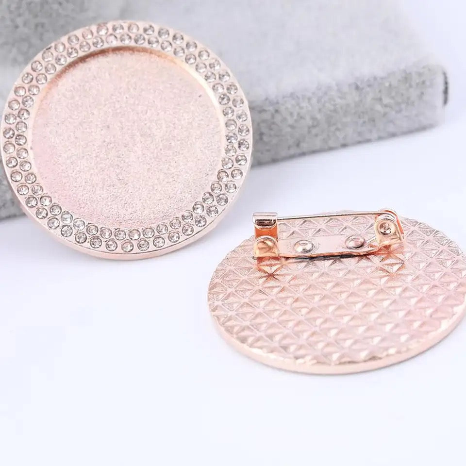 Rhinestone Bling Memorial Brooch Pin with Photo - Perfect Pendants Plus