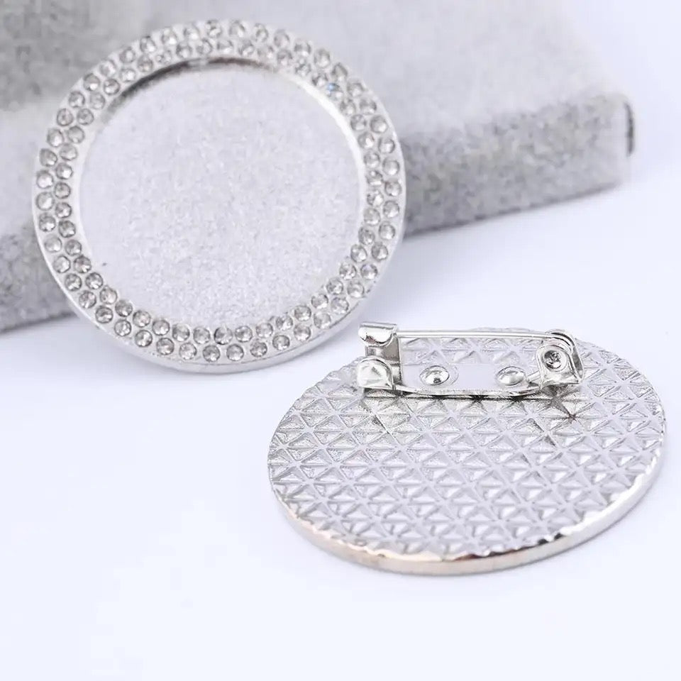 Rhinestone Bling Memorial Brooch Pin with Photo - Perfect Pendants Plus