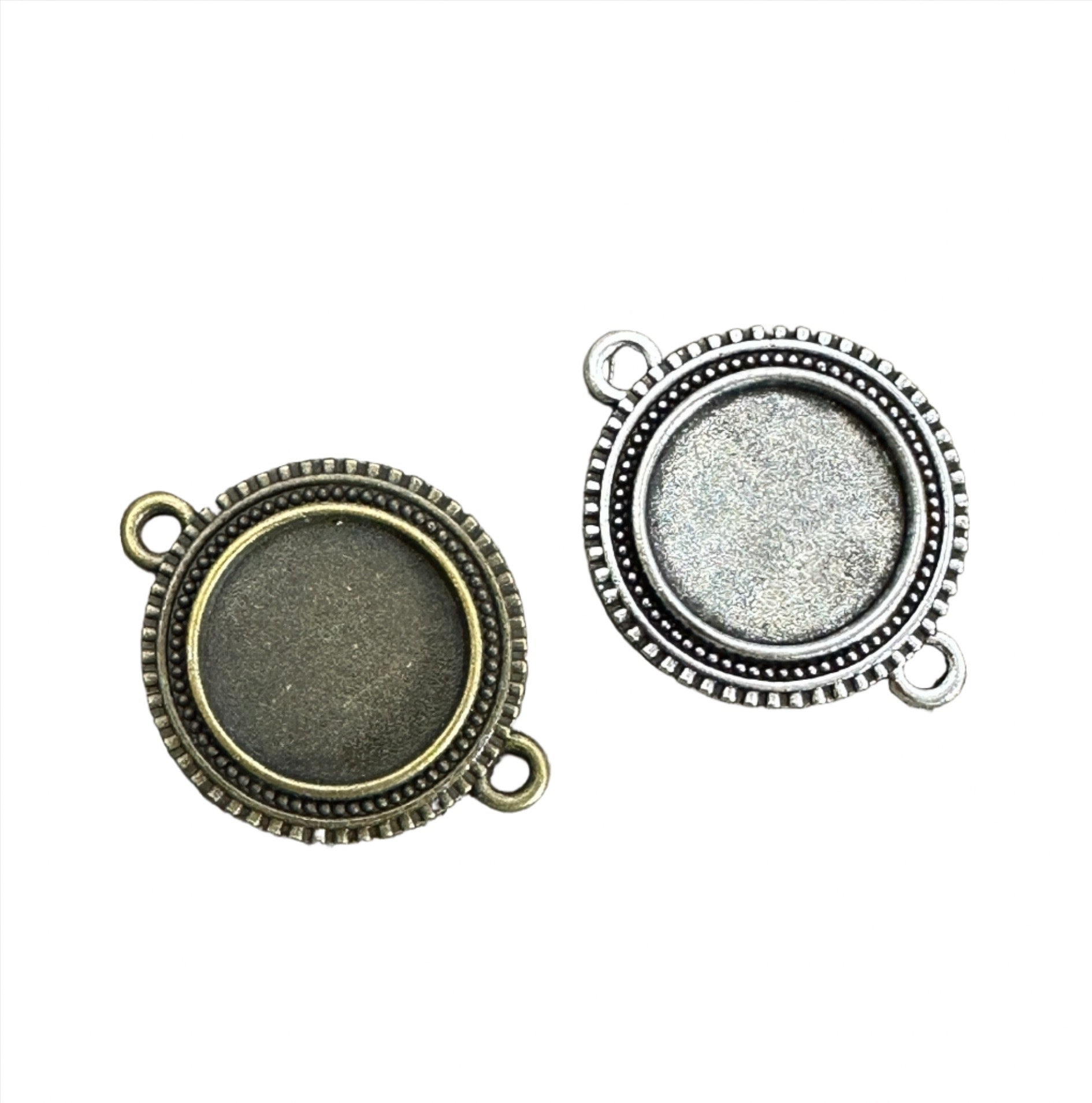 12 - 16mm Small Round Connector Decorative Edge Bezel Setting - Perfect Pendants Plus