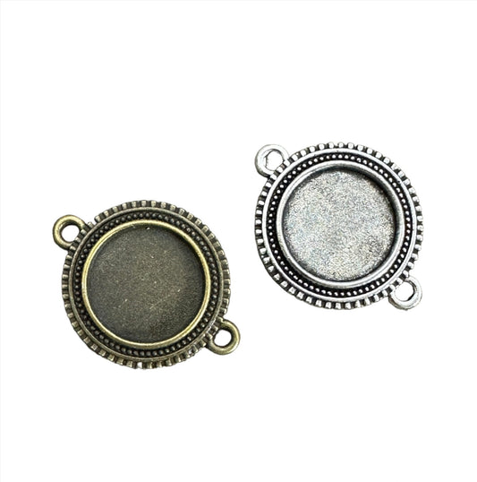 12 - 16mm Small Round Connector Decorative Edge Bezel Setting - Perfect Pendants Plus