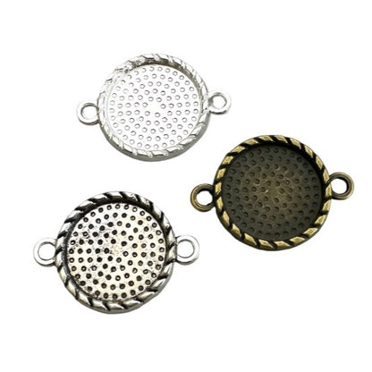 12 - 16mm Small Round Braided Edge Connector Bezel Settings - Perfect Pendants Plus