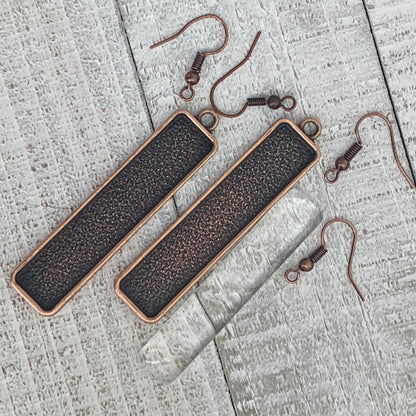 10x50mm Long Vertical Rectangle Earring Making Kits - Perfect Pendants Plus