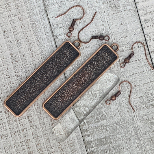 10x50mm Long Vertical Rectangle Earring Making Kits - Perfect Pendants Plus