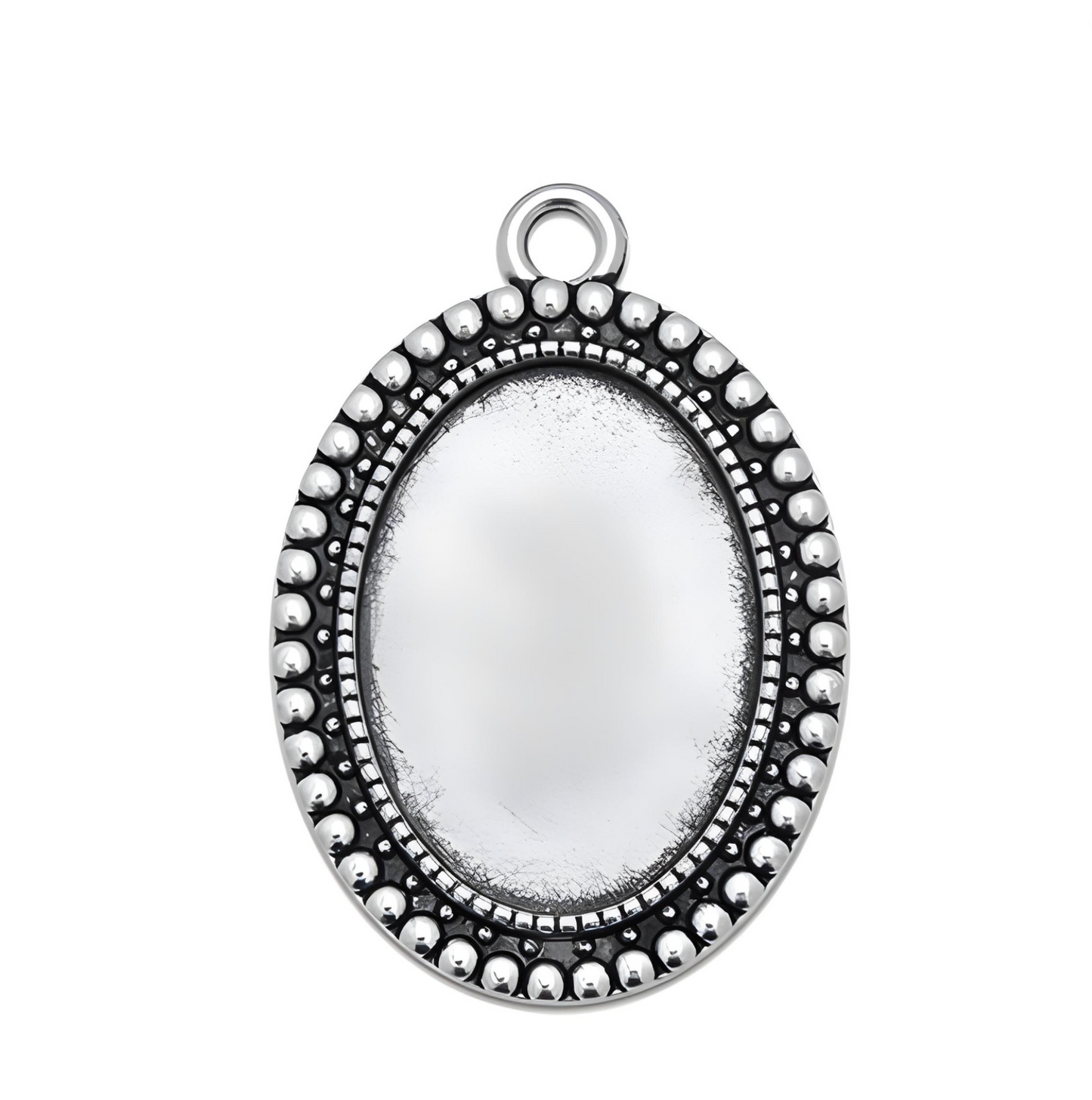 Oval 18x25mm Beaded Edge Pendant Setting