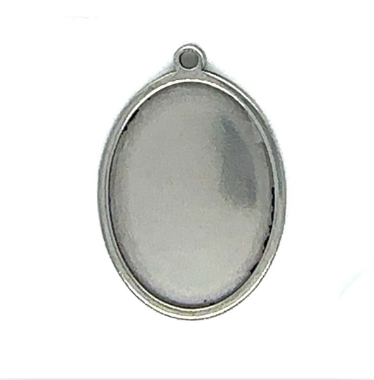 Oval Personalized Photo Charm for Charm Bracelet – Silver-Plated Stainless Steel 