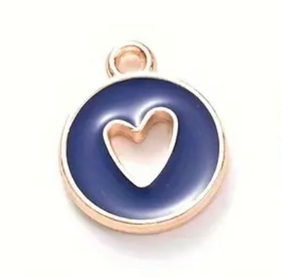 Royal Blue  Heart Cutout Charm – 10mm Gold-Plated Stainless Steel Pendant 