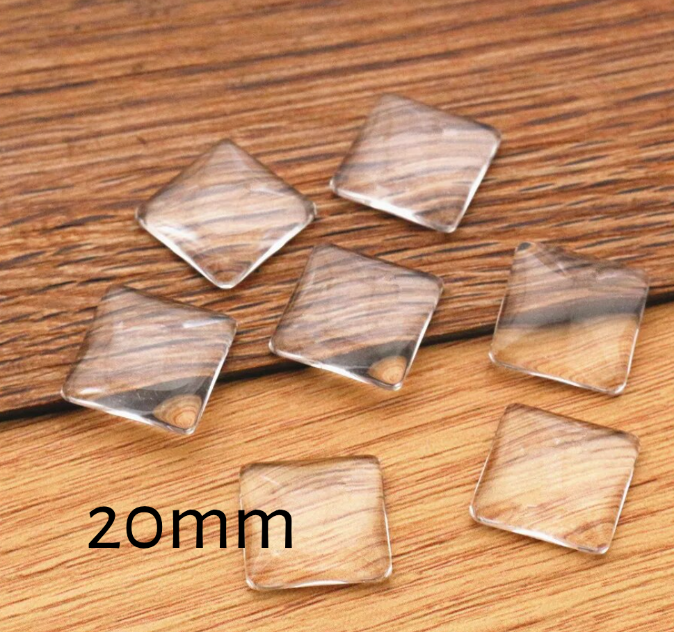 20mm Square Glass Cabochons Tiles