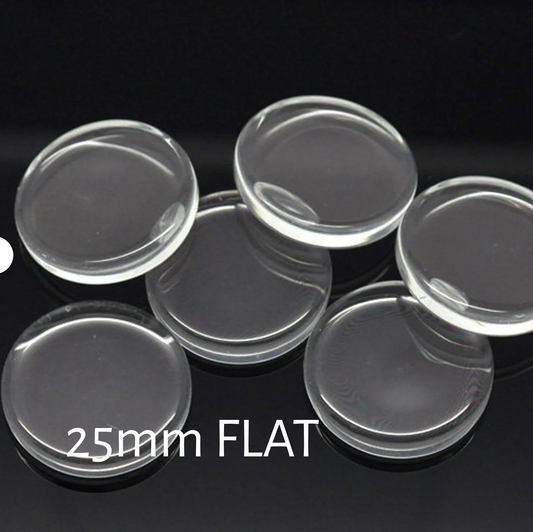 12 - 25mm Flat Round Glass Clear Tiles Cabochons 1 inch - Perfect Pendants Plus