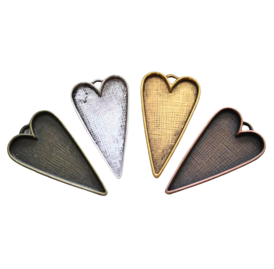 30x53mm Heart Bezels Trays Deep Pendant Setting - Perfect Pendants Plus