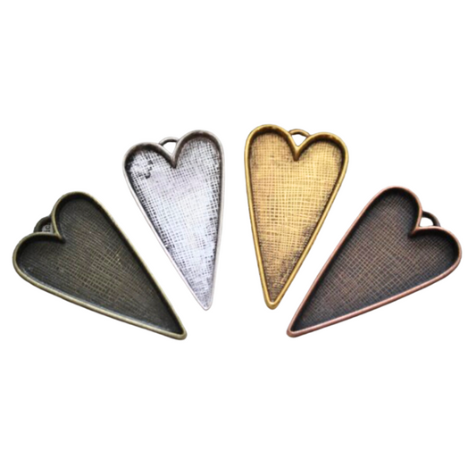 Deep heart bezel pendant tray setting 