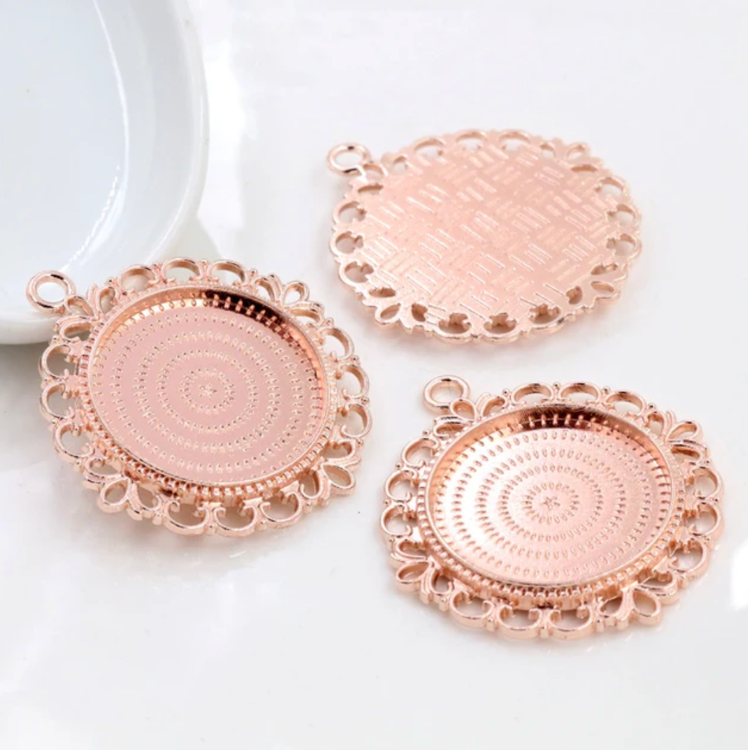 25mm Round Lace Pendant Setting Tray 1 inch - Perfect Pendants Plus