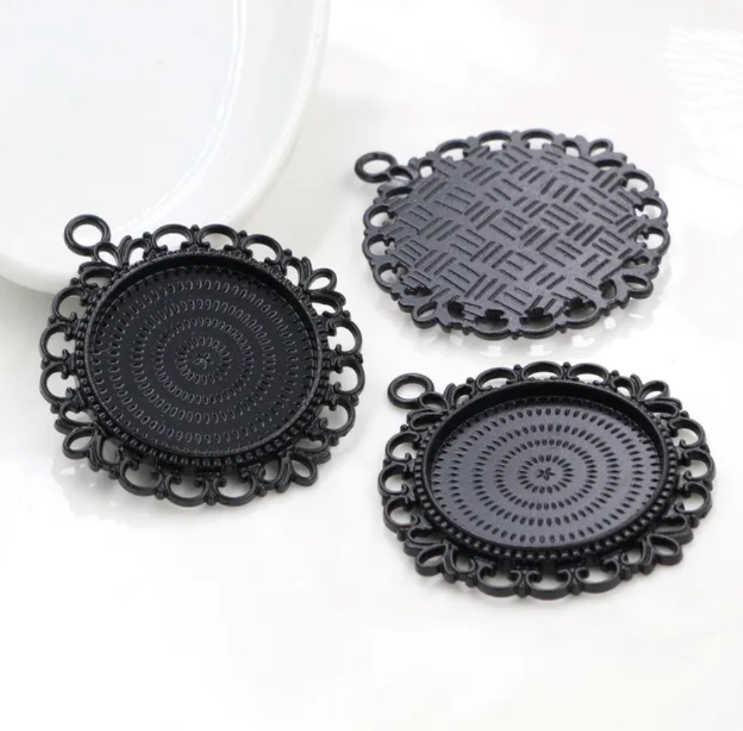 25mm Round Lace Pendant Setting Tray 1 inch - Perfect Pendants Plus