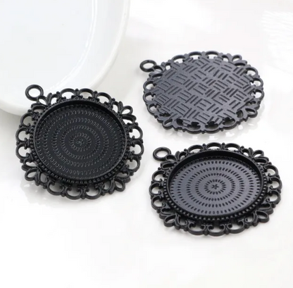 25mm Round Lace Pendant Setting Tray 1 inch - Perfect Pendants Plus